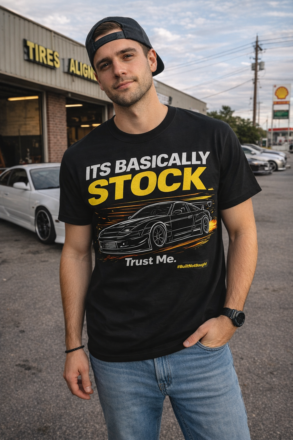t shirt that has built for shows with a trophy (car shows)