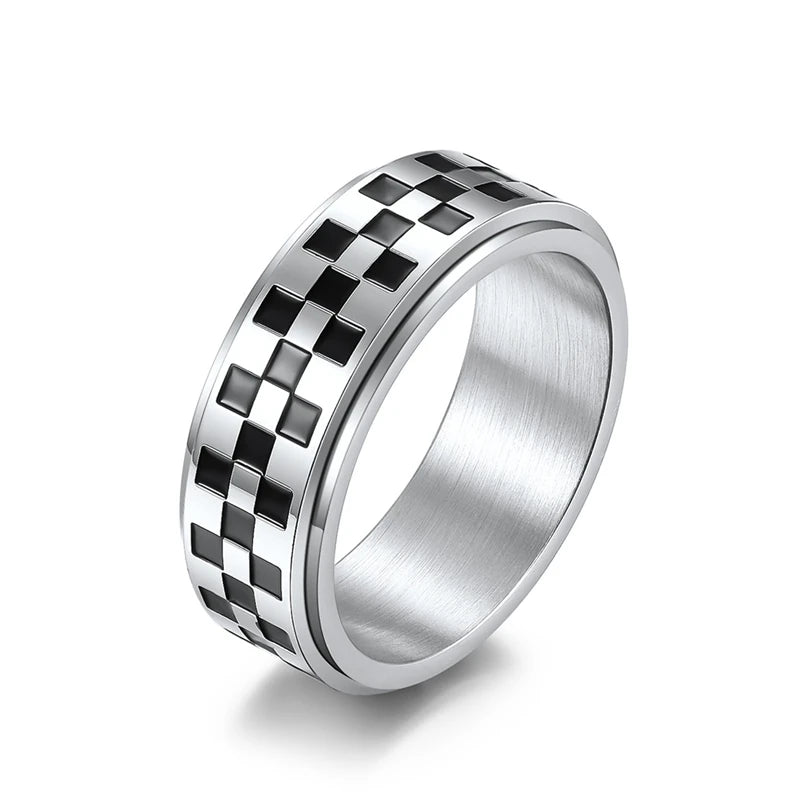Racing Auto Enthusiasts Checkered Flag Fidget Spinner Ring