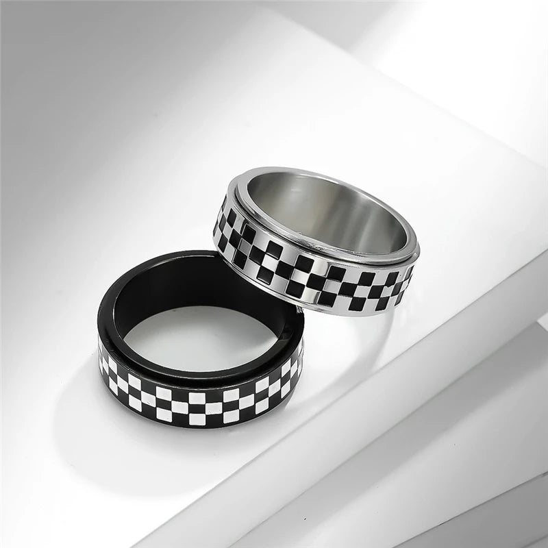 Racing Auto Enthusiasts Checkered Flag Fidget Spinner Ring
