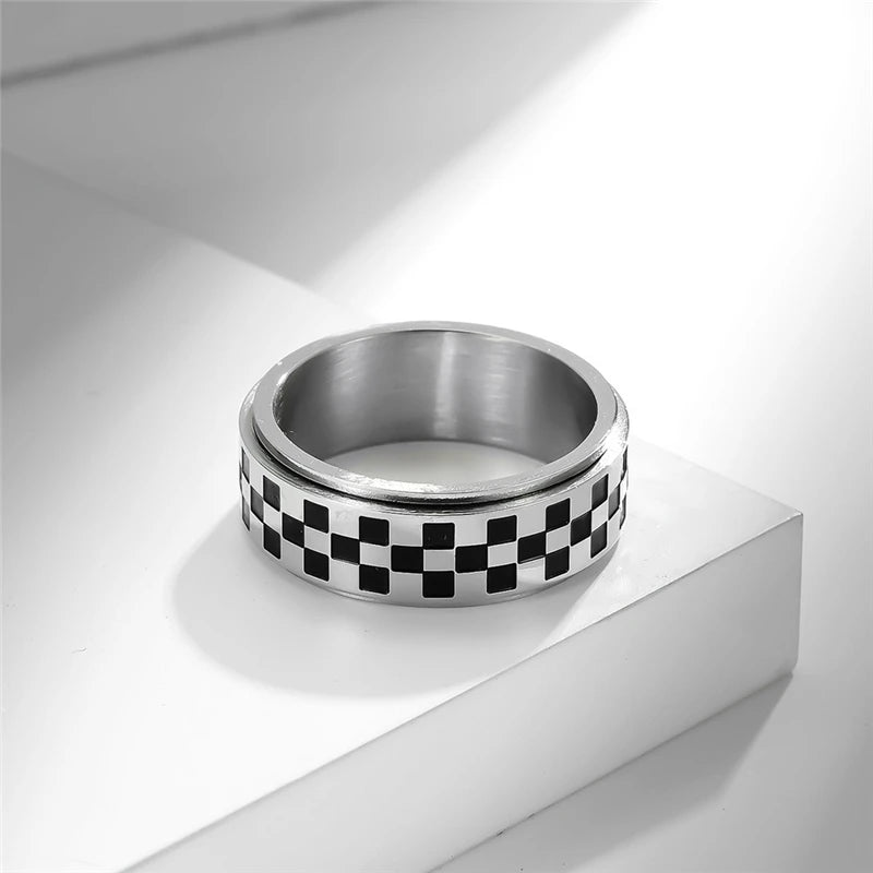 Racing Auto Enthusiasts Checkered Flag Fidget Spinner Ring