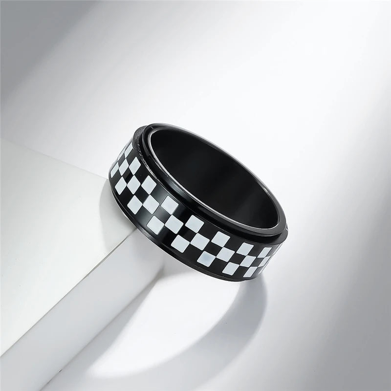 Racing Auto Enthusiasts Checkered Flag Fidget Spinner Ring