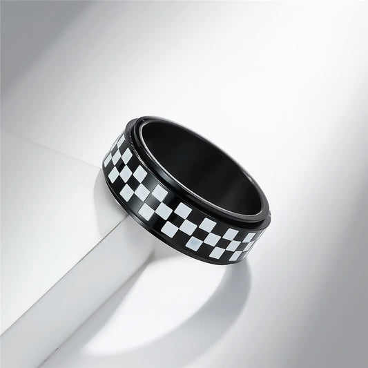 Racing Auto Enthusiasts Checkered Flag Fidget Spinner Ring