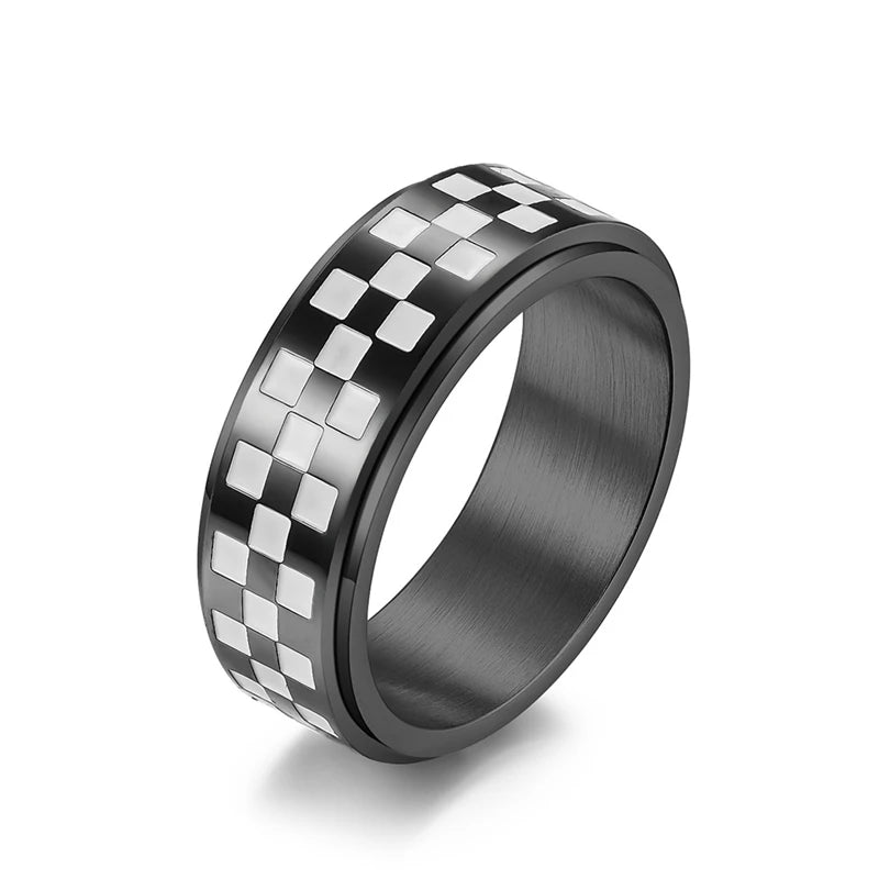 Racing Auto Enthusiasts Checkered Flag Fidget Spinner Ring