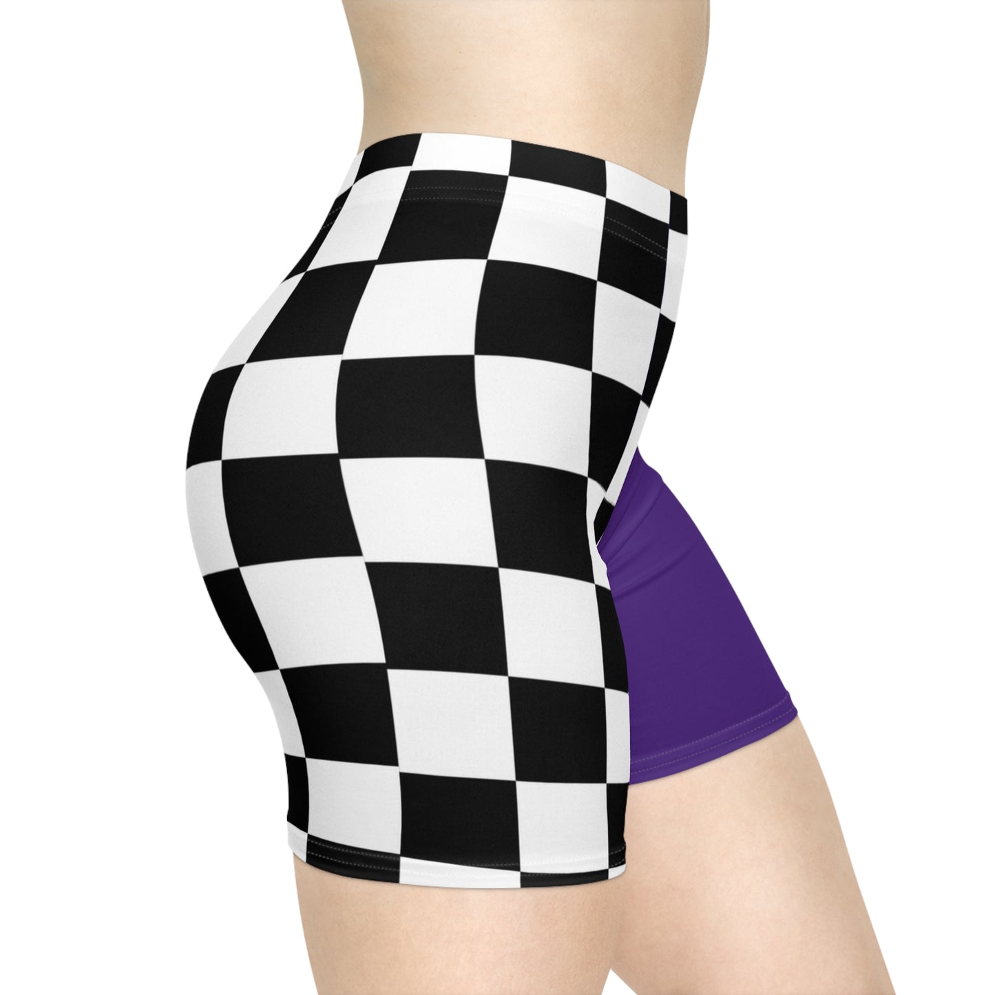 Purple Women's Race Biker Shorts (AOP)