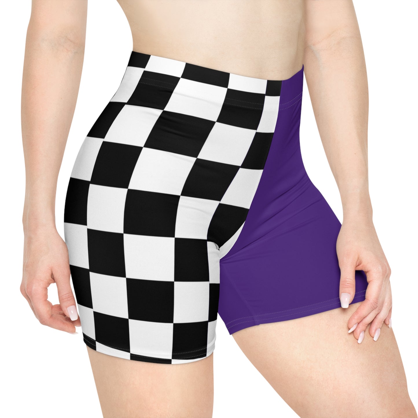 Purple Women's Race Biker Shorts (AOP)