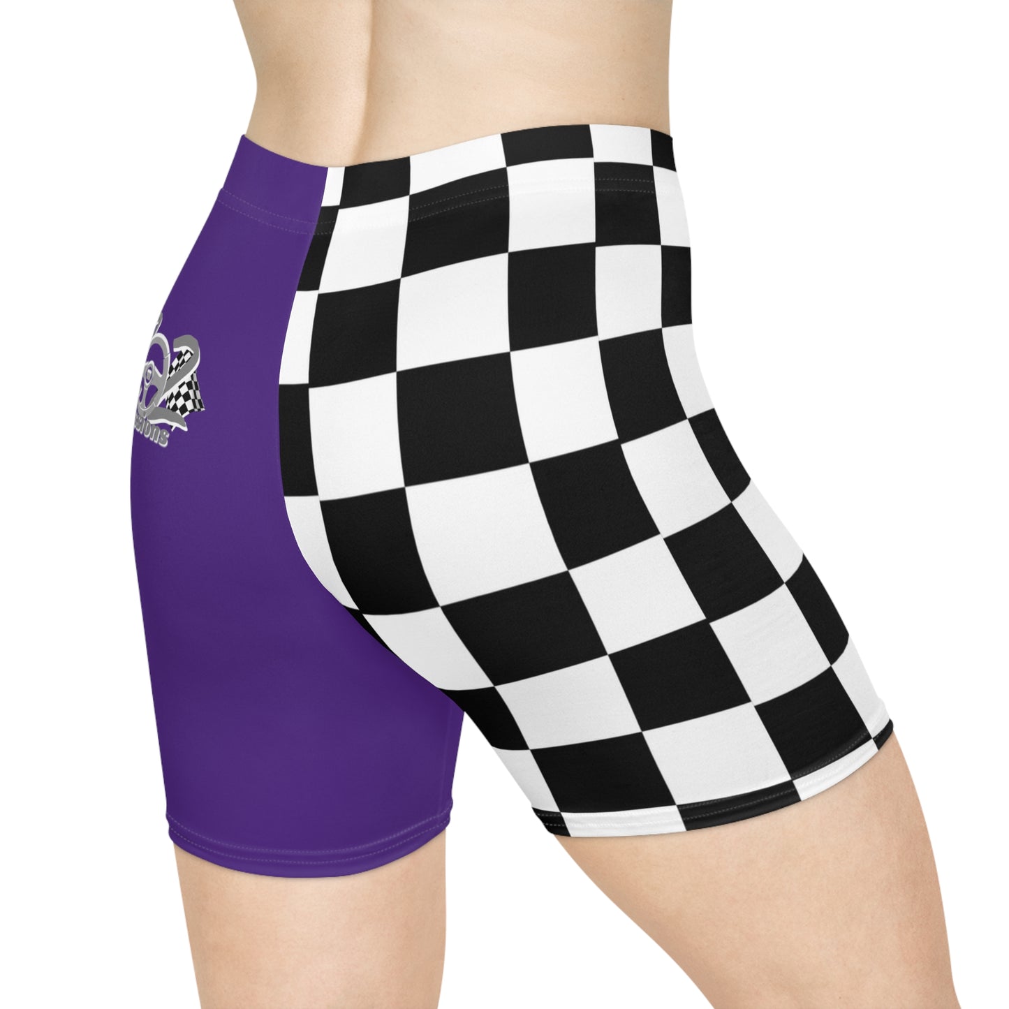 Purple Women's Race Biker Shorts (AOP)