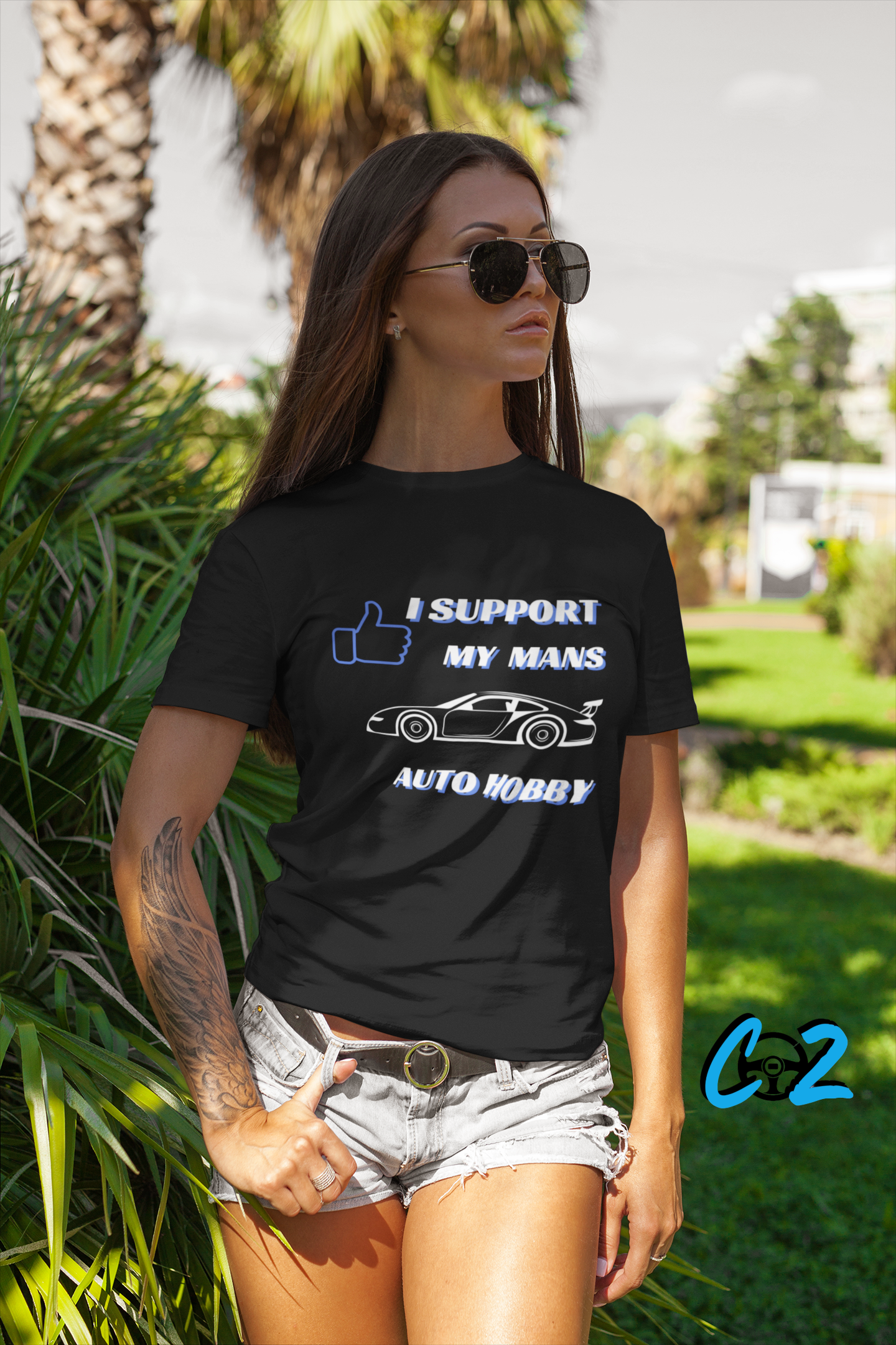 I SUPPORT MY MANS AUTO HOBBY Women's Tee
